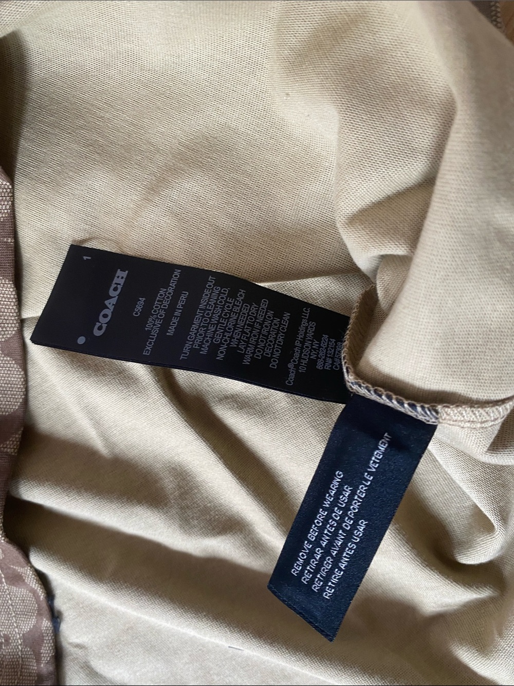 Coach Brown Signature C Logo Tee with Black Neck Trim - Picture 4 of 6